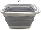 SAMMART 15L / 3.9 Gallons Collapsible Rectangular Handy Basket/Bucket (15L Rectangular, Dark Grey)