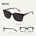 OPULIZE KOI Reading Sunglasses for Women Men,Scratch Resistant Large Rectangular frame with Spring Hinges Tinted lens UV400, Black +3.5 (Pack of 1)