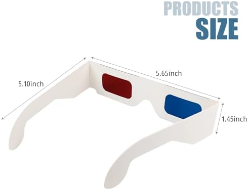 5 Pairs 3D Paper Glasses, Red Blue 3D Glasses, 3D Viewing Glasses Anaglyph 3D Glasses for Movies, TV