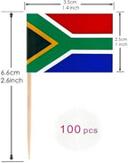 100 Pcs South Africa Flag South African Toothpick Flags, Cocktail Picks Mini Stick Cupcake Toppers Country Picks Party Decoration Celebration Cocktail Food Bar Cake Flags
