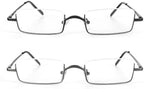 2 Pairs Half Reading Glasses Square Semi Rimless Readers Metal Frame for Men and Women