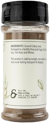 Olive & Vine Ground Celery Seed, Earthy Flavor, For Dressings & Marinades, Rich Tradition, Authentic Taste, For Global Recipes (3.68 Ounce)