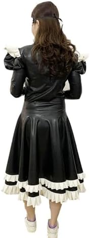 Generic Women's Latex Cosplay Costume Adult Size Sexy Black latex fashion Maid Dress