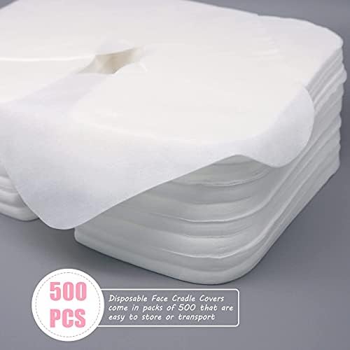 500 count Disposable Face Cradle Coverss–Medical-Grade cotton, SPA Face Rest Covers Headrest Covers for Massage Tables Massage Chairs 14.17 x 10.6 inches/ 36 x 27 cm…