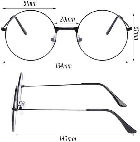 hoyuwak Retro Round Glasses Clear Lens Circle Glasses Non-Prescription Metal Frame Round Costume Eyeglasses for Women Men