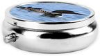 Loon Birds Printed Round Travel Pill Box Cute Small Metal Pocket Pill Case for Men & Women 3 Compartment Portable Pill Organizer for Purse or Pocket