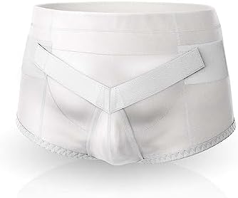 Actimove Professional Hernia Support Brief | Truss for Single/ Double Inguinal, With Removable Cushions For Pre or Post-Surgical Scrotal, Femoral, Comfortable Adjustable Waist Strap Hernia | White, X-Large