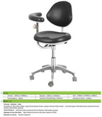 BONEW Dental Chair Assistant Stool Chair with Armrest PU Leather Height Adjustable Black