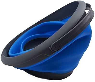 SAMMART 8.5L (2.2 Gallon) Collapsible Plastic Bucket - Foldable Round Tub - Portable Fishing Water Pail - Space Saving Outdoor Waterpot. Size 31cm Dia (Grey/Blue)