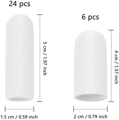Frienda 30 Pieces Gel Finger Protector Cots Silicone Cover Cap Sleeves for Finger Cracking Trigger Support(White)