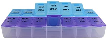Jumbo Extra Large 9" x 4.75" Pill Organizer 7 Day 2 Times a Day Weekly Pill Box AM PM Pill Case, Pill Container Vitamin Case Twice a Day Morning Bedtime