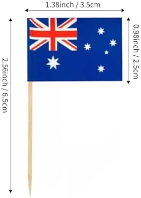 JAVD CYPS 100 Pcs Australia Flag Australian Toothpick Flags, Small Mini Stick Cupcake Toppers Australian Flags,Country Picks Party Decoration Celebration Cocktail Food Bar Cake Flags