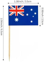 JAVD CYPS 100 Pcs Australia Flag Australian Toothpick Flags, Small Mini Stick Cupcake Toppers Australian Flags,Country Picks Party Decoration Celebration Cocktail Food Bar Cake Flags