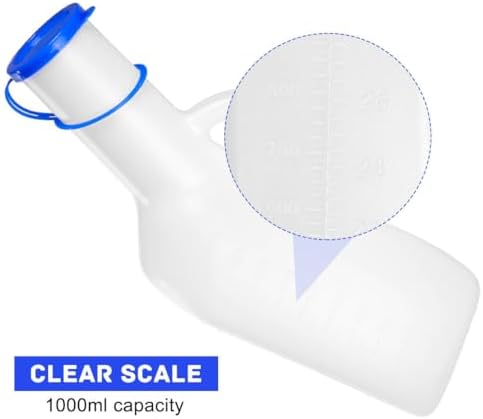 Urinals for Men Portable Urinal Bottle 32oz/1000mL Spilll Proof Travel Pee Bottles Plastic Mens Bedpan Male Urinals with Lid and Holder for Elderly Car Travel Emergency