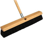 Bon Floor Broom 18 in. with 3 in. Black Horsehair Bristles and 5 ft. Wood Handle for Dry Sweeping Smooth Floors