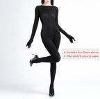 Body Stockings for Women Long Sleeve Full Body Bodysuit Includes Five Finger Glove Bodystocking Velvet 120D