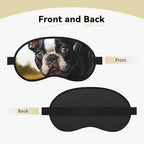 Puppy Dog Boston Terrier Sleep Mask for Women Men Soft Travel Eye Mask with Adjustable Straps Sleeping Eye Shade Cover for Travel Yoga Nap Sleeping