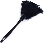 1pc Fashion Turkey Feather Duster with Black Plastic Handle Cleaning Tool(Black) 35cm