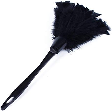 1pc Fashion Turkey Feather Duster with Black Plastic Handle Cleaning Tool(Black) 35cm