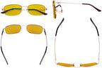 Eyekepper Computer Glasses Men Women - Blue Light Blocking Reading Glasses with Amber Tinted Filter Lens - Memory Titamiun Readers - Half Rim,Gold +2.00