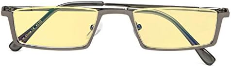 Eyekepper Blue Light Blocking Reading Glasses Half-Rim Computer Readers Eyeglasses-Yellow Tinted Lens Reading Glasses (Gunmetal, +1.25)