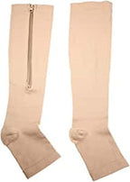 1 Pair Plus Size Compression Socks with Zipper for Women Men, Open Toe Support Socks for Varicose Veins