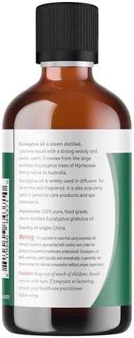 Viva Doria Eucalyptus Essential Oil, Food Grade, 118 ml (4 Fl Oz) | 100% Pure & Natural Eucalyptus Globulus | Aromatherapy Oil for Diffuser, Steam, and Massage