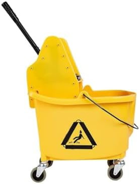Amazon Basics Floor Cleaning Rectangular Mop Bucket with Sturdy Down Press Wringer Combo, 35-Quart, Yellow