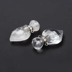 2pcs Natural Stone Crystal Perfume Bottle Pendant Gemstone Essential Oil Hanging Diffuser Vial Ornament for Necklace Jewelry Making