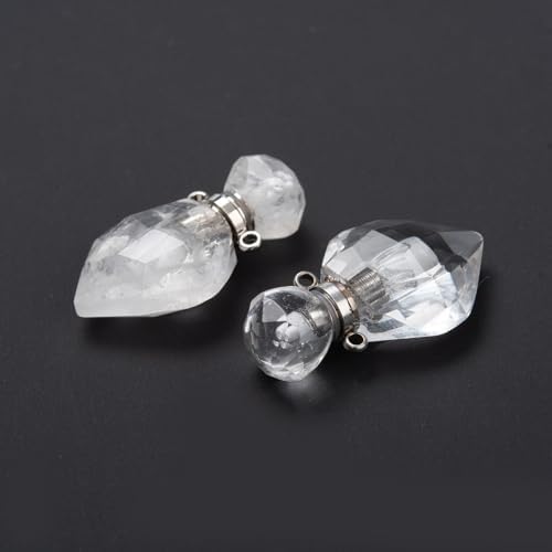 2pcs Natural Stone Crystal Perfume Bottle Pendant Gemstone Essential Oil Hanging Diffuser Vial Ornament for Necklace Jewelry Making