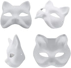 Fox Mask DIY Paintable Cosplay Accessories Mask for Party Masquerade Costume Halloween, Pack of 5