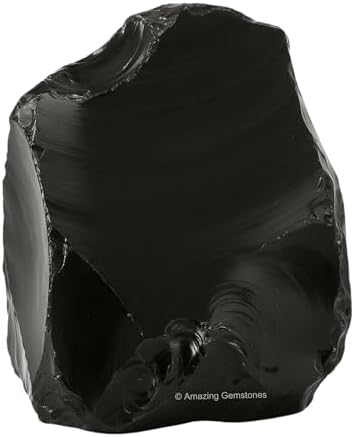 Amazing Gemstone Black Obsidian Raw Crystals and Healing Stones, Natural Rocks for Tumbling and DIY Raw Stones and Crystals (1 Piece)