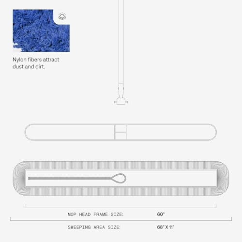 60 Inch Blue Commercial Dust Mop & Floor Sweeper with Extendable Handle – Mop for Hardwood, Tile, and Concrete Floor Cleaning