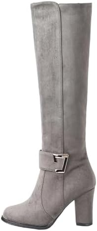 Women's Block Heel Long Boots Solid Color Knee High Boots