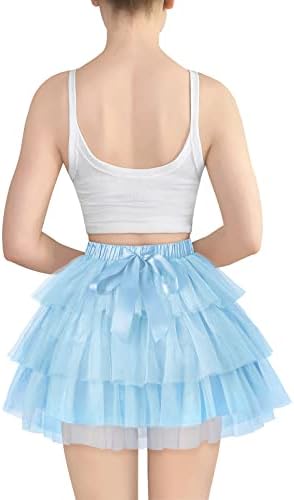 Littleforbig Women's Mesh Tulle Puffy Petticoat Tutu Ballet Bubble Short Ballerina Skirt