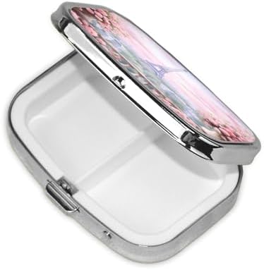 Beautiful Tower Paris Print Compact Mini Pill Box â€“ Square-Shaped, Full Frame Printed Design, Ideal for Travel â€“ Easy to Open, Lightweight, Black