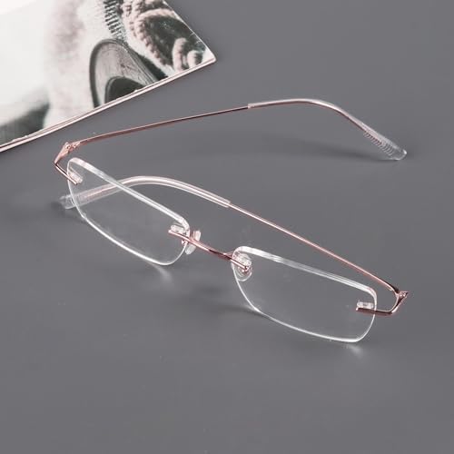 Eyekepper Titanium Rimless Reading Glasses Frameless Rectangle Readers Women Men Gold +1.25