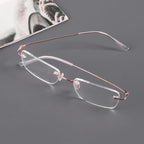 Eyekepper Titanium Rimless Eyeglasses Frameless Rectangle Eyewear Frame Women Men Gold +0.00