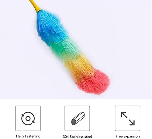Microfiber Duster with Extension Pole,Bendable Head Feather Dusters,Multi-Surface Cleaning for High Ceiling,Furniture,Car (Color : A)