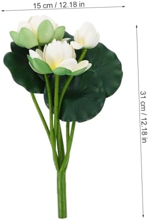 Ipetboom 2pcs Artificial Lotus Flowers White Simulation EVA Water Lily Bouquet Decorative Fake Plant for Home Office Wedding Table Centerpiece Arrangement