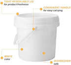Gerrii 10 Pack White Plastic Bucket with Handle and Lid Food Storage Bucket Containers All Purpose Pail for Multipurpose Paint Water Art Crafts Projects Garage Organization (White,1 Gallon)