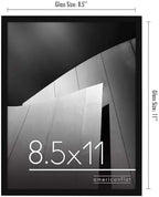 Americanflat 8.5x11 Picture Frame with Shatter-Resistant Glass - Streamline Collection - Thin Border Photo Frame for Tabletop and Wall Display - Hanging Hardware and Easel Stand Included - Black