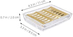 Cabilock Glass Soap Dish with Gold Stainless Steel Drain Tray, Bathroom Soap Saver and Sponge Holder for Shower, Kitchen Sink Counter Vanity Use