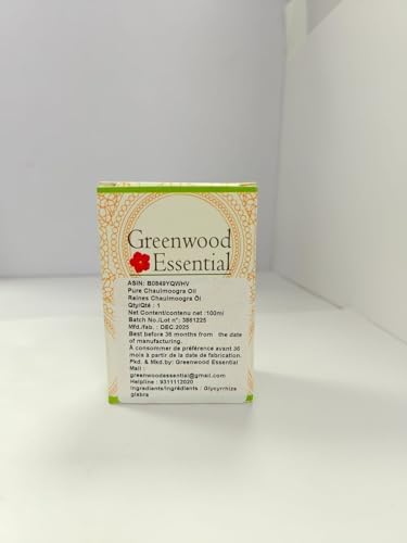 Greenwood Essential Pure Chaulmoogra Oil (Hydnocarpus wightiana) Cold Pressed 100ml (3.38 oz)