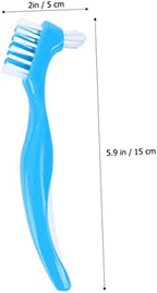 Vaguelly 3pcs False Teeth Brush Denture Cleaning Brush Double Sided Toothbrush Extra Soft Bristles Travel Toothbrush for Dentures