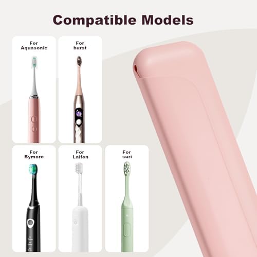 Electric Toothbrush Travel Cover - Waterproof Silicone, Fits Oral-B, Philips Sonicare, suri, burst, Aquasonic | Portable Storage Organizer Bag -Pink