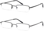 HIGHLIKE 2 or 3 -Pack Blue Light Blocking Reading Glasses with Hard Cases, Semi Frame Spring Hinge Readers Glasses