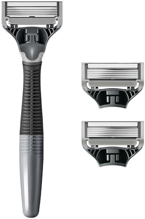 Harry's Original Shaving Kit for Men - Razor Handle and 3 Razor Blade Refill Cartridges - German Engineered - Charcoal