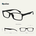 OPULIZE PEP Classic Reading Glasses for Women Men, Scratch Resistant Rectangular Frame with Spring Hinges, Black, Brown, Blue, Grey, +1 (Pack of 6)