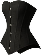 Heavy Duty Double Steel Boned Overbust Corset | Black Cotton Shapewear | Waist Cincher & Posture Support